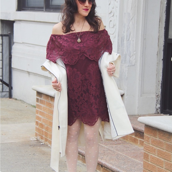 TOBI Burgundy “Lace” Cutout Dress - Picture 5 of 8